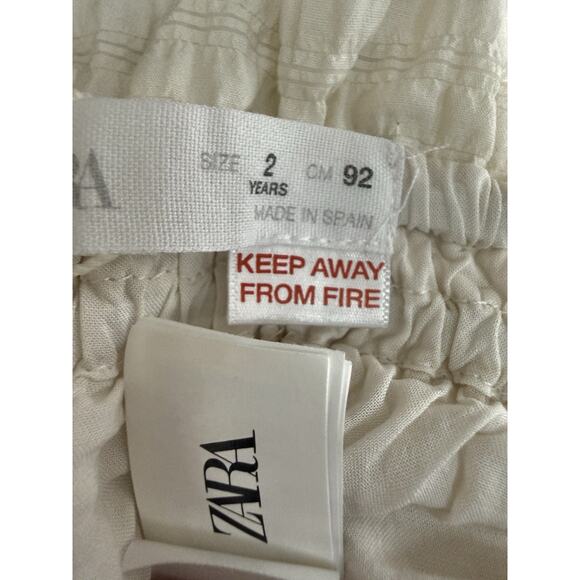 Zara Girl Tunic Dress Ivory Wide Strap Ruffles Boho Romantic Size 2T NWOT - Picture 5 of 8